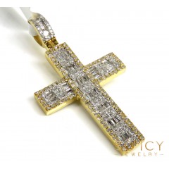 14k Yellow Gold Baguette Diamond Medium  Cross 0.95ct