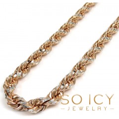 10k Rose Two Tone Gold Prism Cut Rope Chain 20-26