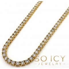 14k Yellow Gold Round 8 Pointer Diamond Tennis Chain 18-26