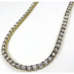 14k Yellow Gold Round 7 Pointer Lab Grown Diamonds Illusion Tennis Chain 4.50mm 8.50ct 16-26
