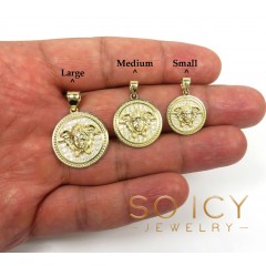 10k Yellow Gold Small-large Round Medusa Head Pendant 