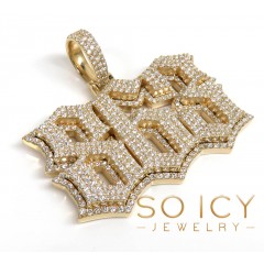 10k Gold Diamond Layered Gothic Font Pendant 6.10ct 