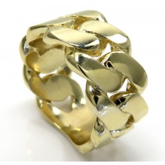 10k Yellow Gold Solid Xl Flat 11mm Cuban Ring 
