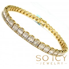 14k Gold Round & Baguette Diamond Bracelet 7