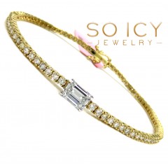 14k Gold Round 4 Pointer Diamond & Emerald Lab Grown Tennis Bracelet 7.50