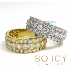 14k Solid Gold Three Row Diamond 7.80mm Half Iced Band 2.44ct