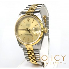18k Yellow Gold And Stainless Steel Rolex 36mm Datejust Watch 