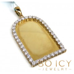 10k Yellow Gold Xl Diamond Tomb Stone Picture Pendant 3.91ct