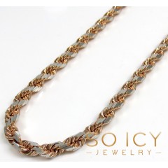 10k Rose Two Tone Gold Diamond Cut Rope Chain 20-26