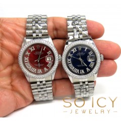 Rolex Date Just Perpetual 36mm Custom Dome Shape Diamond Bezel 3.50ct