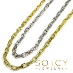 14k Yellow Or White Gold Solid Flat Edge Cable Link Chain 18-26 Inches 2.50mm 