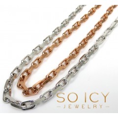 14k White Or Rose Gold Solid Flat Edge Cable Link Chain 18-26 Inches 3.50mm 