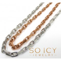 14k White Or Rose Gold Solid Flat Edge Cable Link Chain 18-26 Inches 3.50mm