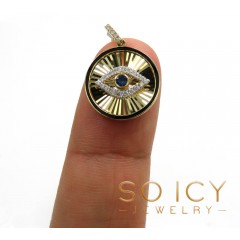 14k Yellow Gold Black Enamel Diamond Evil Eye Pendant 0.23ct 