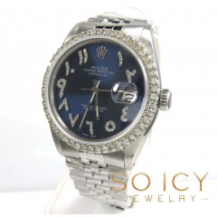 Rolex Date Just Perpetual 36mm Custom Diamond Bezel 1.25ct