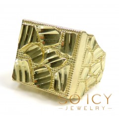 Mens 10k Yellow Gold Medium Square Nugget Ring