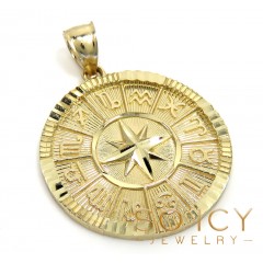 14k Yellow Gold Small Diamond Cut Zodiac Pendant 