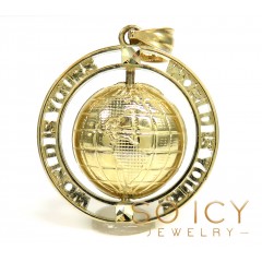 10k Yellow Gold The World Is Yours Spinning Globe Mini Pendant 