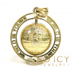 10k Yellow Gold The World Is Yours Spinning Globe Mini Pendant 