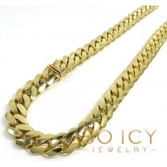 10k Yellow Gold Thick Miami Link Chain 24 Inch 13.20mm