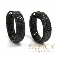 10k Black Gold Black Diamond Round Thick Hoops 7.50ct