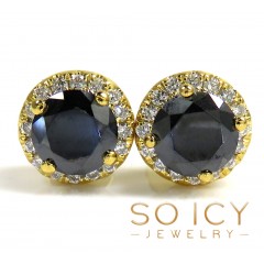 18k Gold Black Cluster 8mm Diamond Earrings 1.00ct