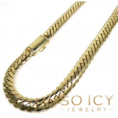 14k Yellow Gold Double Layer Razor Miami Chain 22-26 Inch 12mm