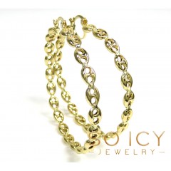 14k Yellow Gold 5mm Puff Gucci Link Hoop Earrings