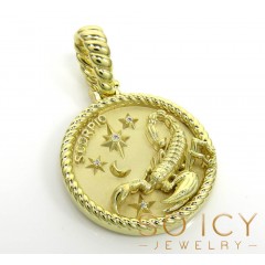 14k Gold Sculpted Diamond Scorpion Zodiac Pendant 0.04ct 