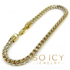 14k Two Tone Gold Prism Cut Solid Franco Bracelet 8.50