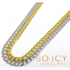 925 Yellow Or White Solid Cuban Chain 18-24' 5mm