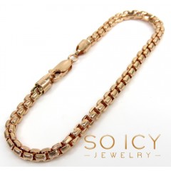 14k Rose Gold Venetian Box Bracelet 8 Inch 3.50mm