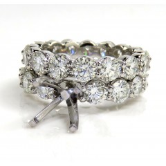 14k White Gold Round Lab Grown Diamond Semi Mount Ring Set 4.40ct