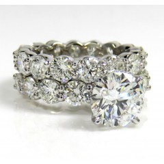 14k White Gold Round Lab Grown Diamond Semi Mount Ring Set 6.15ct