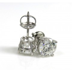 14k Gold Clean Round Cut Lab Grown Diamond Studs Earrings 2.00ct