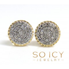 14k Yellow Gold Fluted Bezel Diamond Snow Cap 7.50mm Earrings 0.20ct