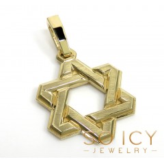 14k Yellow Gold Honey Comb Star Of David Pendant 