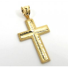 14k Yellow Gold Large Diamond Cut Fancy Cross