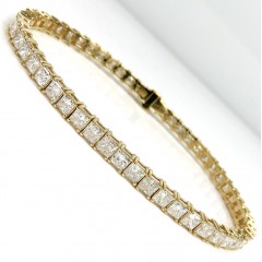 14k Gold 15 Pointer Vs Princess Lab Diamond Tennis Bracelet 7 Inch 6ct