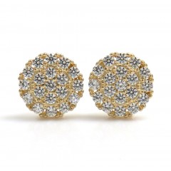 14k Yellow Gold Cz Snow Cap 7mm Earrings 0.60ct