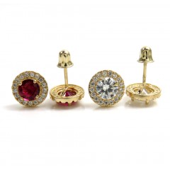 14k Yellow Gold 7.50mm CZ Cluster Earrings 0.80CT
