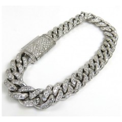 8mm 14k White Yellow Or Rose Gold Vs Lab Diamond Miami Bracelet 7.50