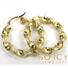 10k Gold Twisted Thick Hoop Earrings 5mm
