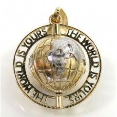 10K Yellow Gold super mini Spinning World is Yours Pendant 