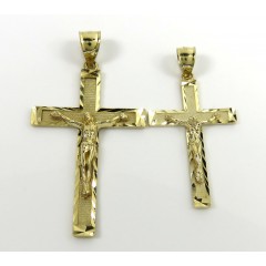 10k Yellow Gold Diamond cut Small- Medium Jesus Cross