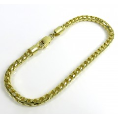 14k Gold Solid Franco Diamond Cut Bracelet 4mm 8.50'