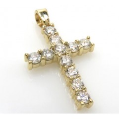 14k Yellow White Or Rose Gold 10 Pointer Diamond Mini Cross 1.10ct 