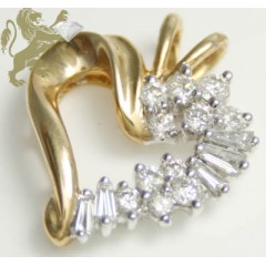 1.02ct 14k Solid Yellow Gold Round & Baguette Diamond 