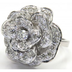 2.00ct 14k Solid White Gold White Diamond Flower Ring