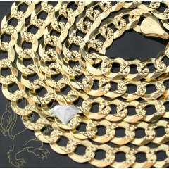 10k Yellow Gold Cuban Yellow Pave Chain 22 Inch 7mm